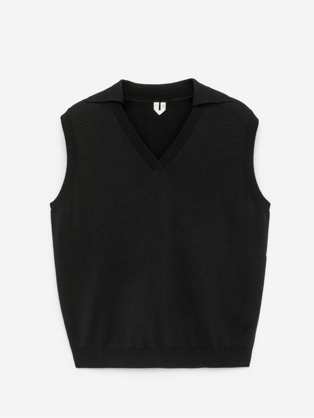 ARKET Knitted V-Neck Polo Vest Black Size S
